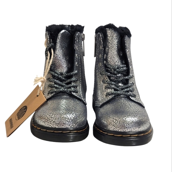 Dr. Martens Other - Dr Martens Kids Shoes Foiled Metallic Silver Punk Combat Boots Toddler Girls 8